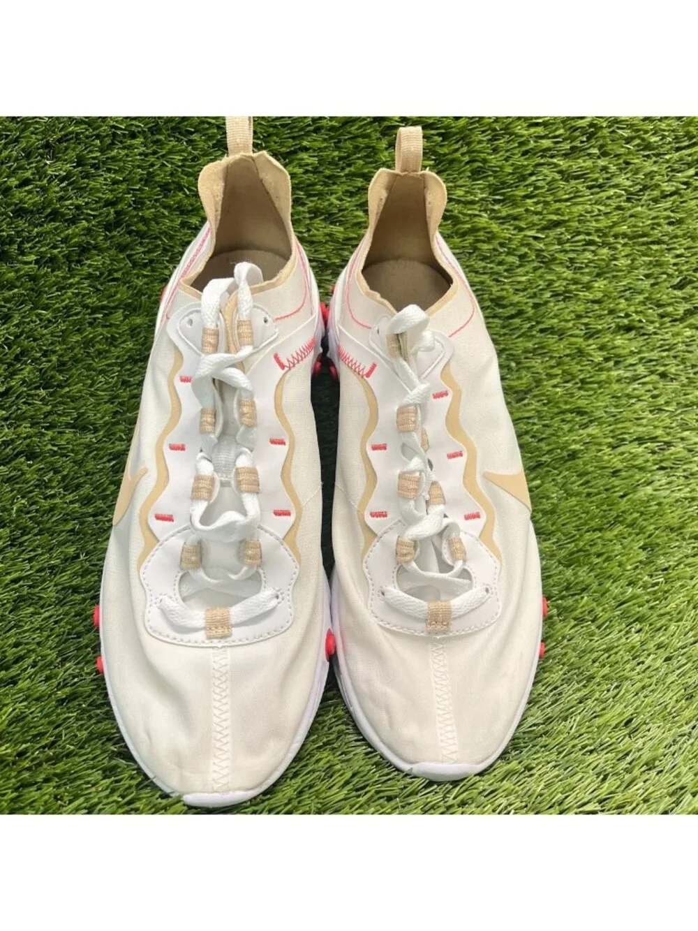 Nike React Element 55 Womens Size 11 White Beige Athletic Running Shoes Sneakers